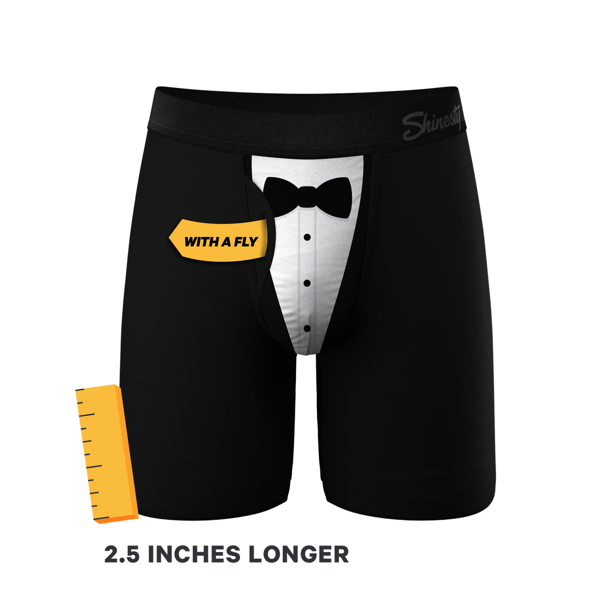 The 009 | Black Tuxedo Ball Hammock® Boxer - Long Leg - Shinesty