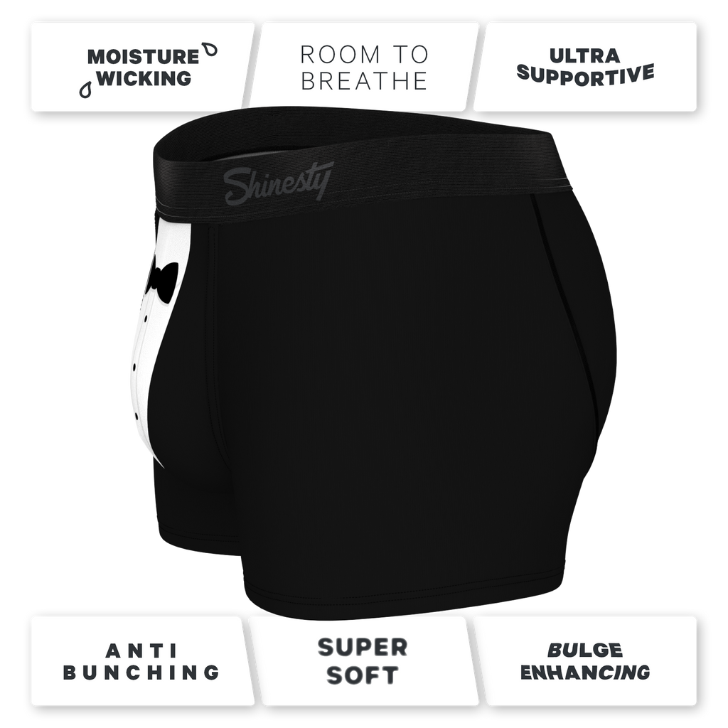 The 009 | Black Tuxedo Ball Hammock® Pouch Trunks Underwear - Shinesty