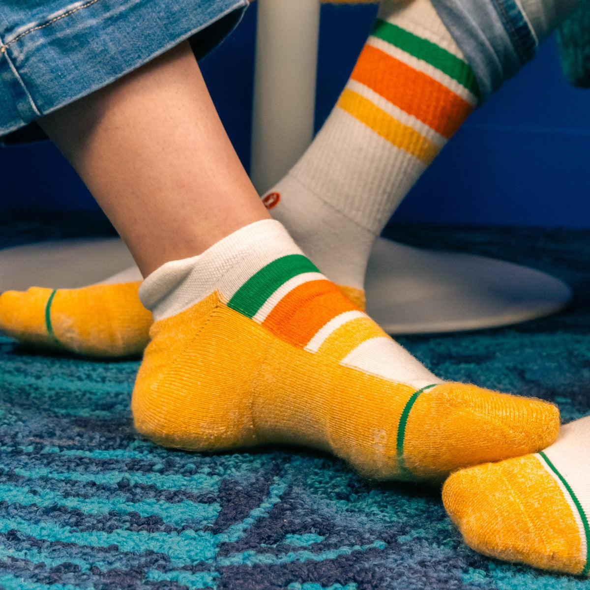 The Roller Rink | Retro Stripes Heel Hammock™ Ankle Socks - Shinesty