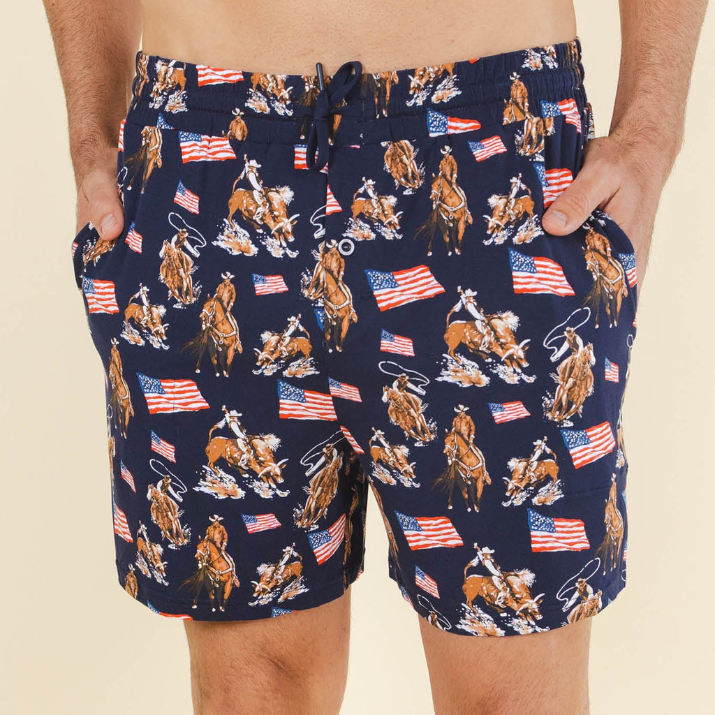 The Bootstraps & Chaps | Americana Cowboy Men’s Pajama Shorts - Shinesty