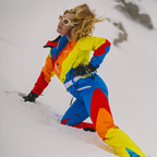 The Groovy Gondola | Orange Retro Swirl Women's One Piece Ski Suit - Shinesty