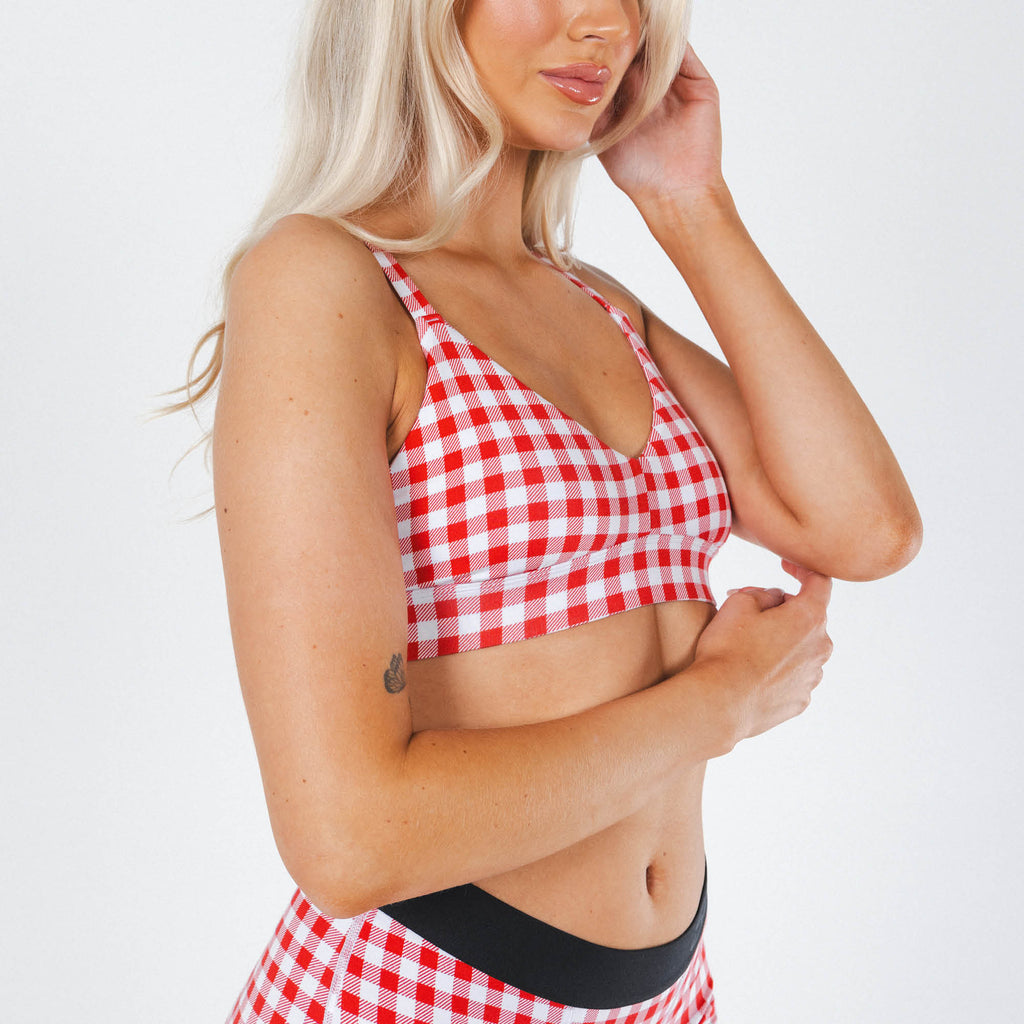 The Hot Diggity | Red Gingham Boob Hammock™ Plunge Bralette - Shinesty