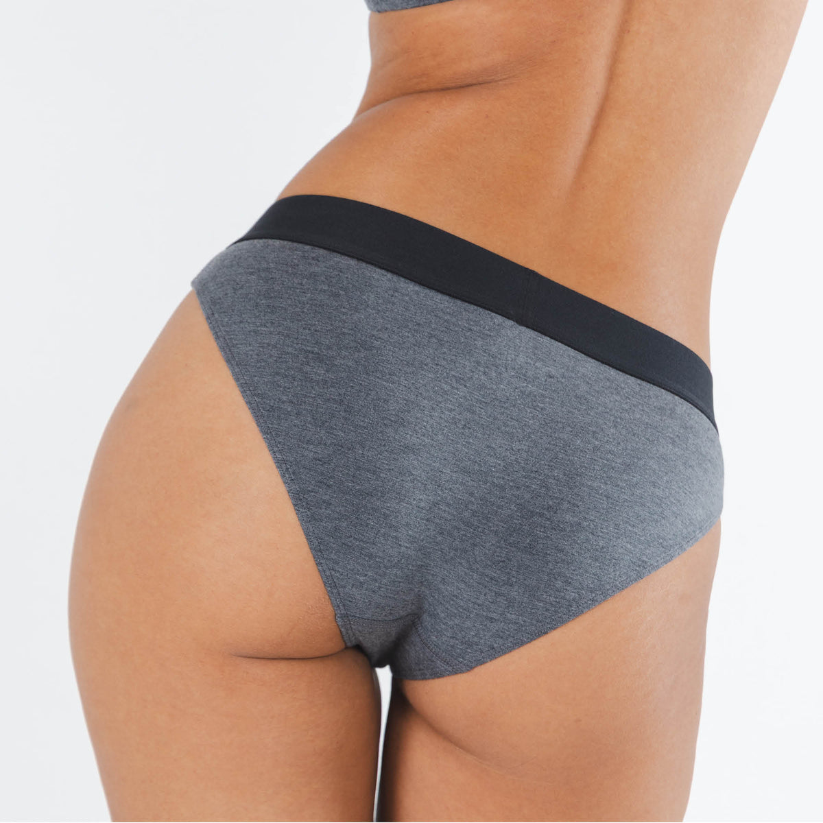 The Basalt | Heather Charcoal Modal Bikini Underwear with Waistband - Shinesty