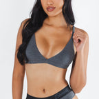 The Basalt | Heather Charcoal Boob Hammock™ Triangle Bralette - Shinesty