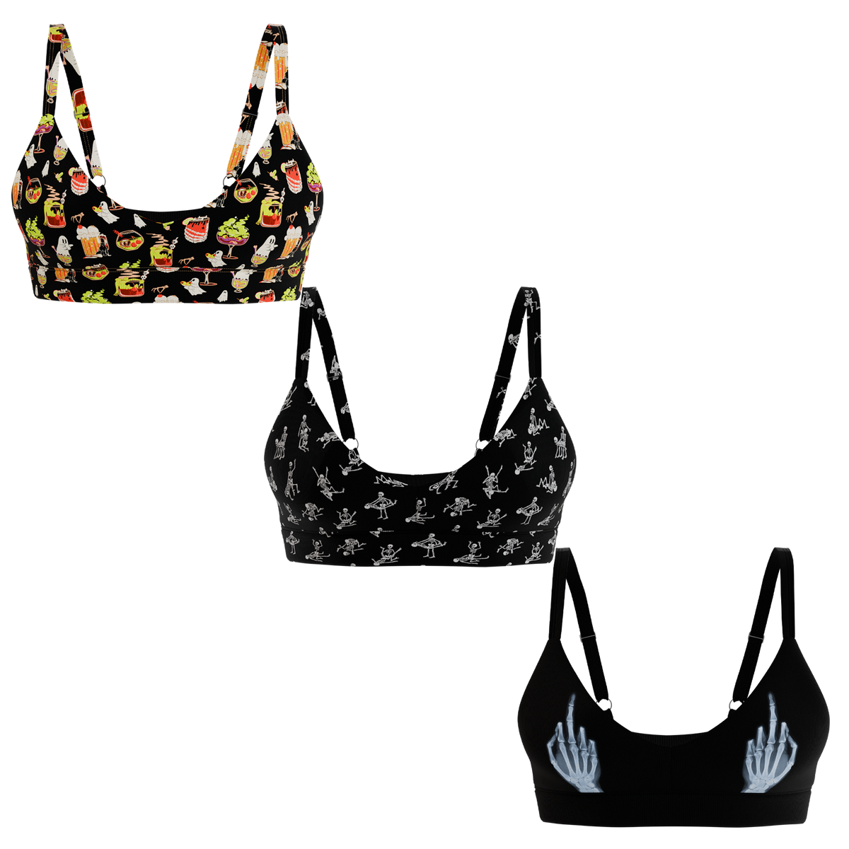 The Haunted Trio | Boob Hammock™ Plunge Bralette 3 Pack - Shinesty