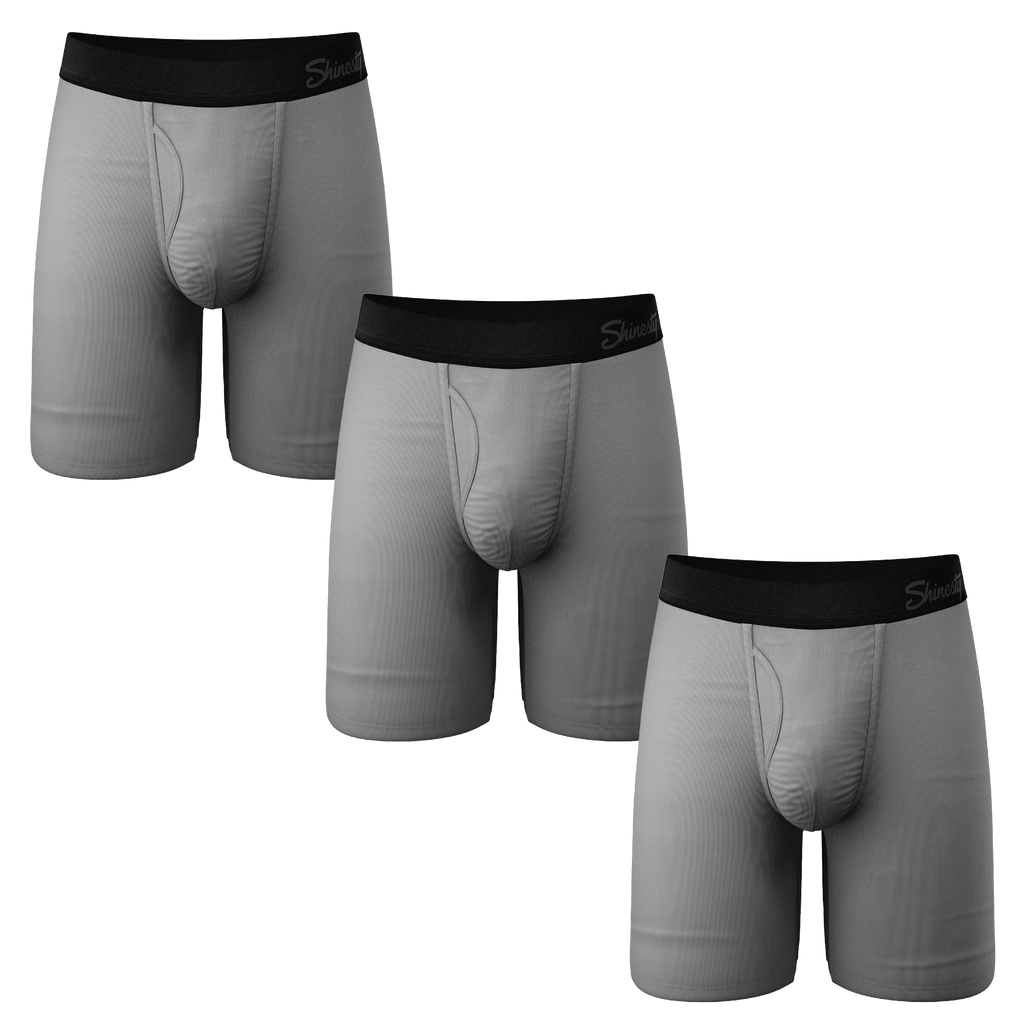 The 50 Shades | Long Leg Grey Ball Hammock® Pouch Underwear With Fly 3 Pack - Shinesty