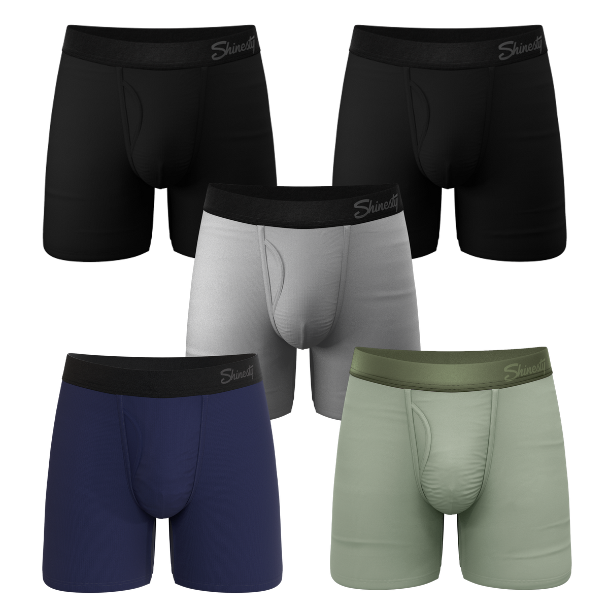 The 5 Solids | Ball Hammock® Pouch Boxer Briefs with Fly 5 Pack - Shinesty