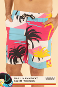 The SoCal Summer | Black and Pink Tropical Ball Hammock® Pouch 8" Swim Trunks - Shinesty