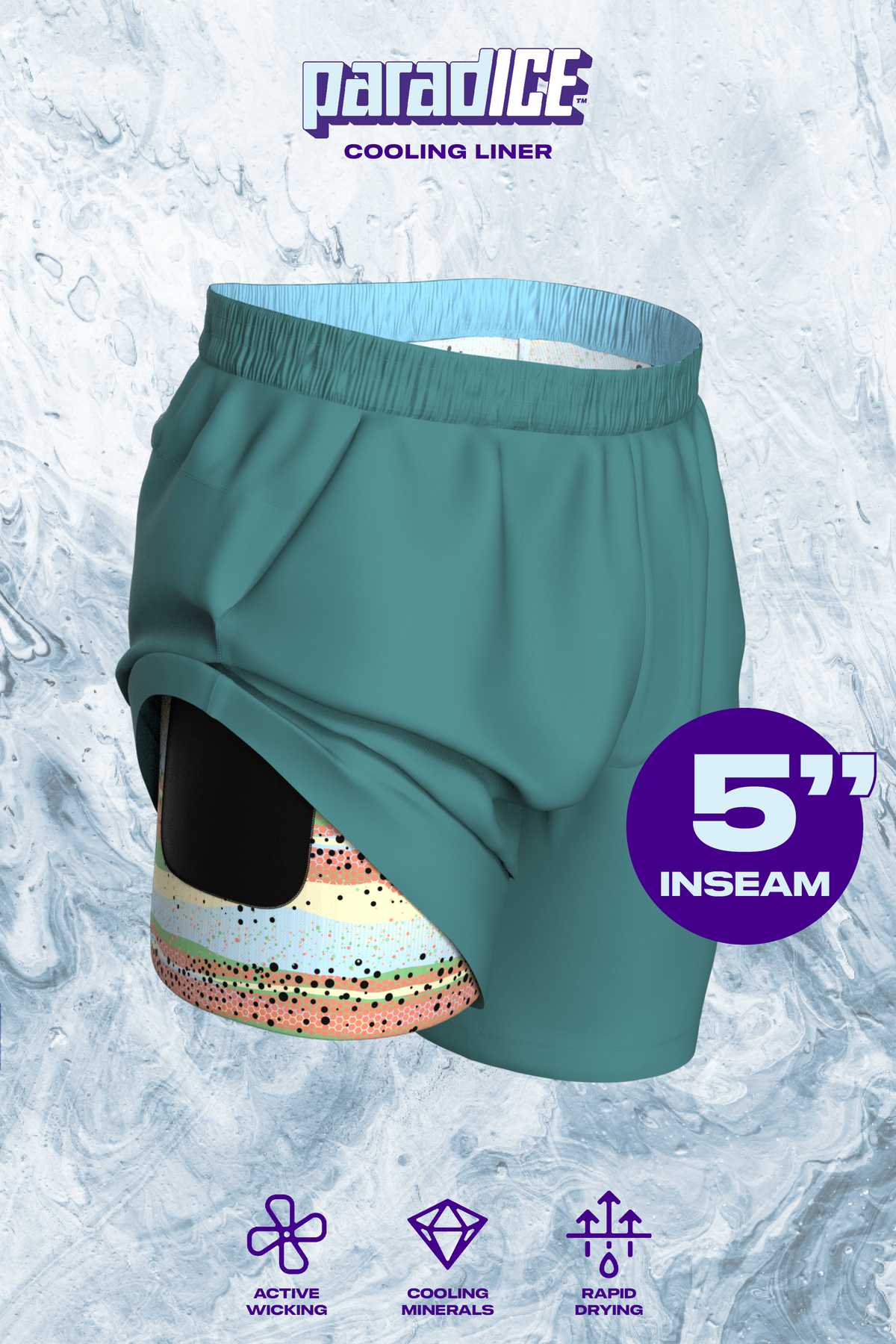 The Ace Angler | Teal and Bass Ball Hammock® 5 Inch Athletic Shorts - Shinesty
