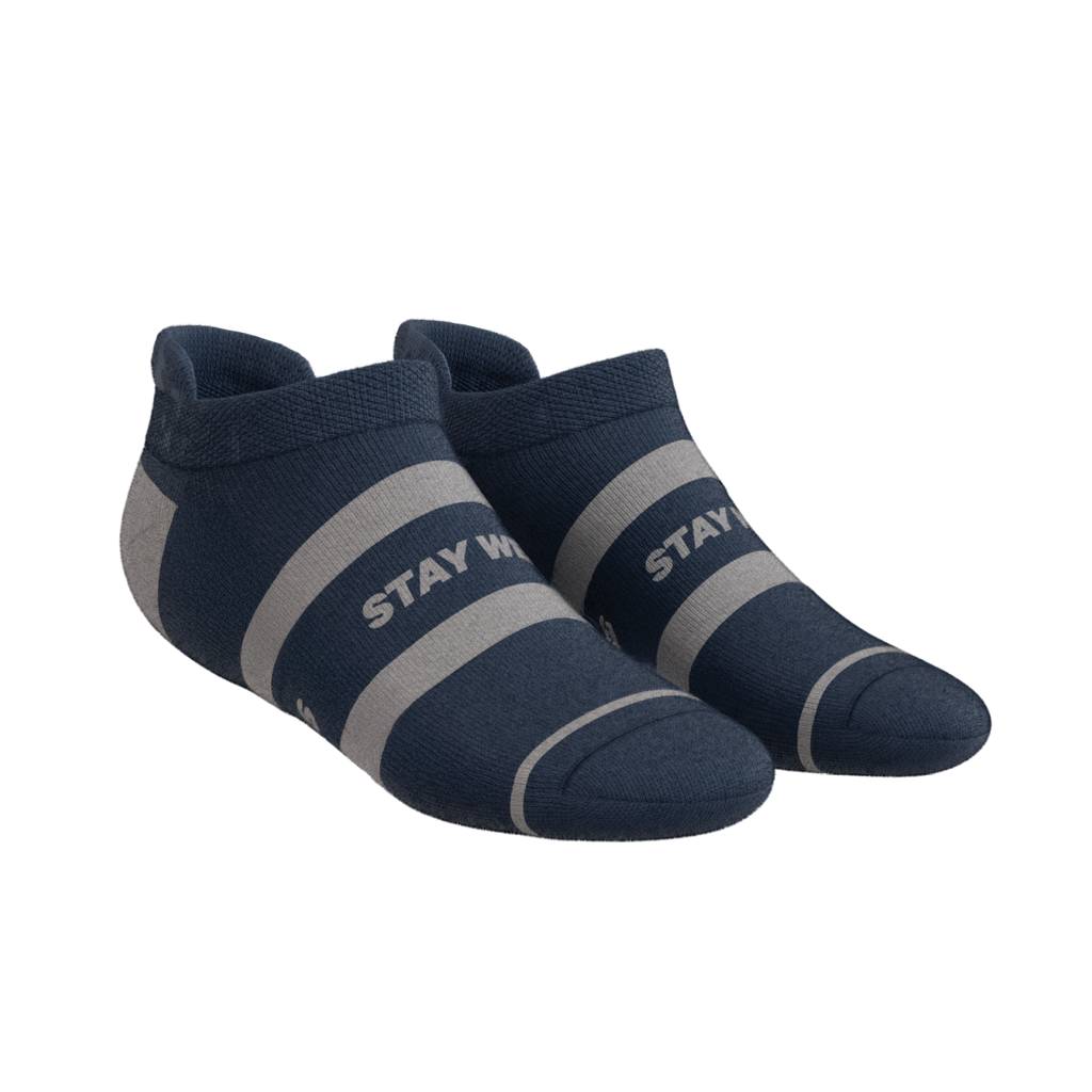 The Arctic | Navy and Grey Heel Hammock™ Ankle Socks - Shinesty