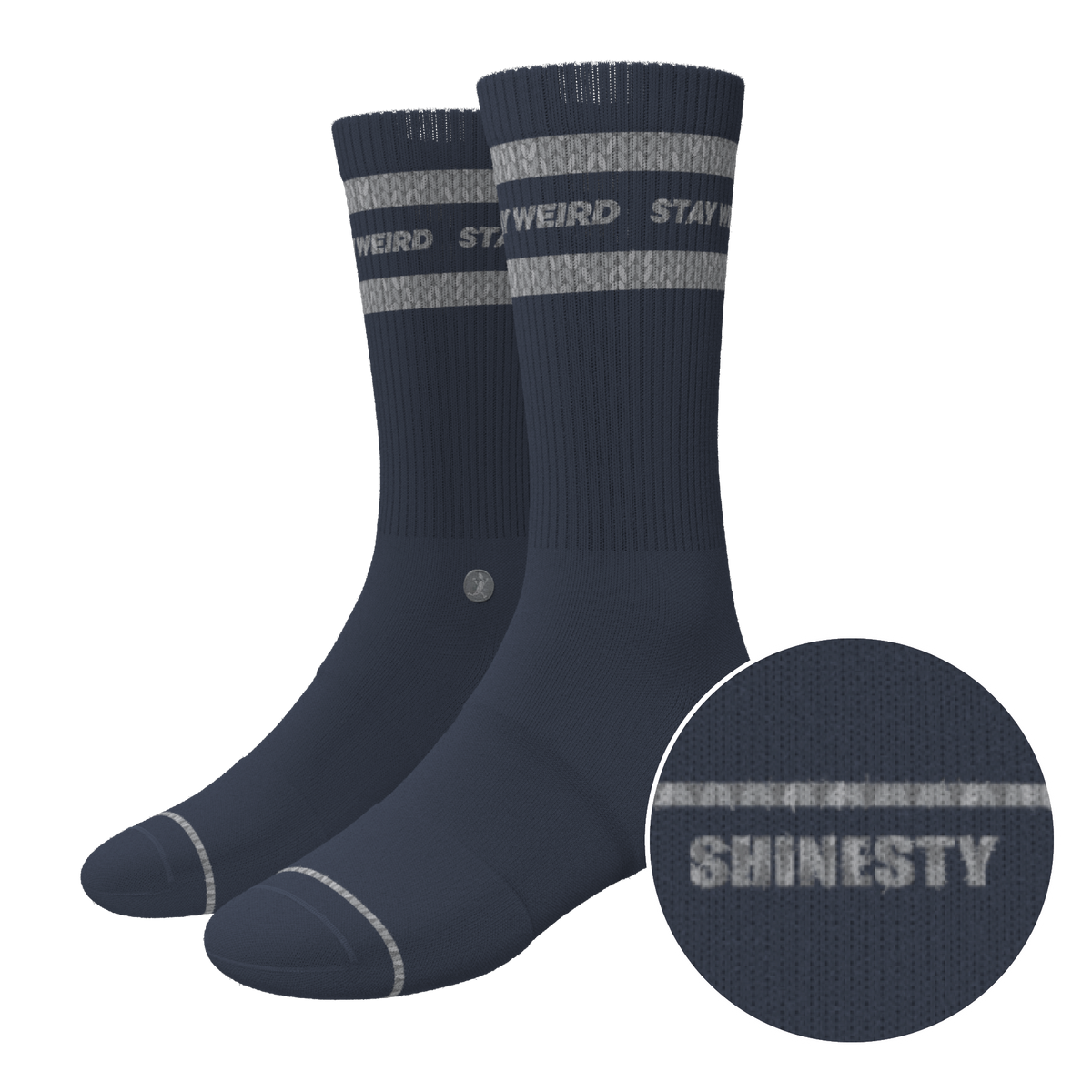 The Arctic | Navy and Grey Heel Hammock™ Crew Socks - Shinesty