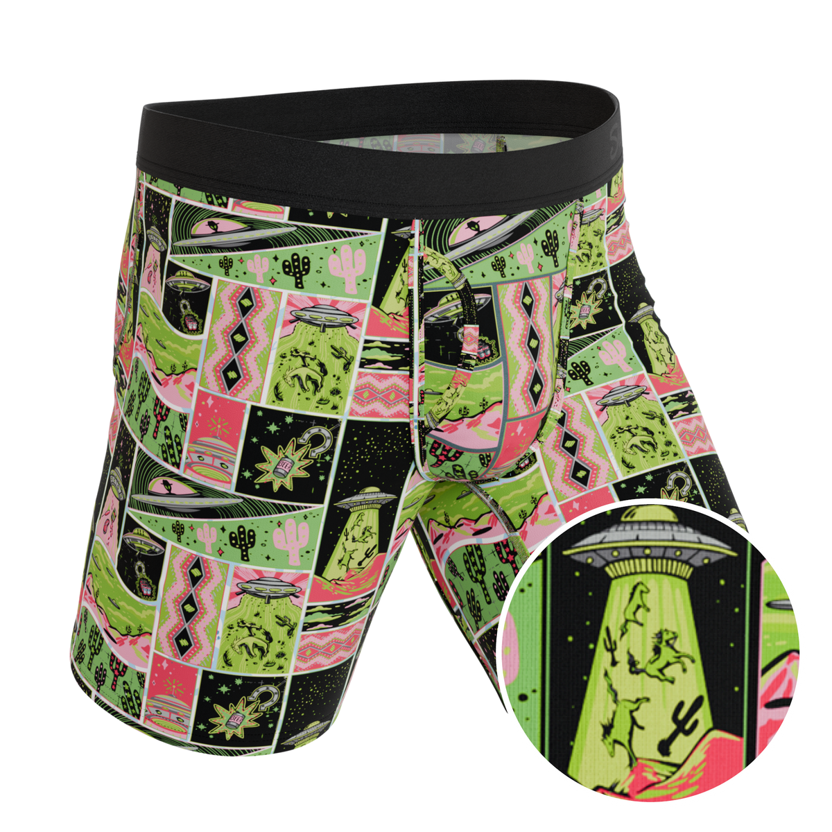 The Area 51 | Retro-Futuristic Alien Ball Hammock® Boxer - Long Leg - Shinesty