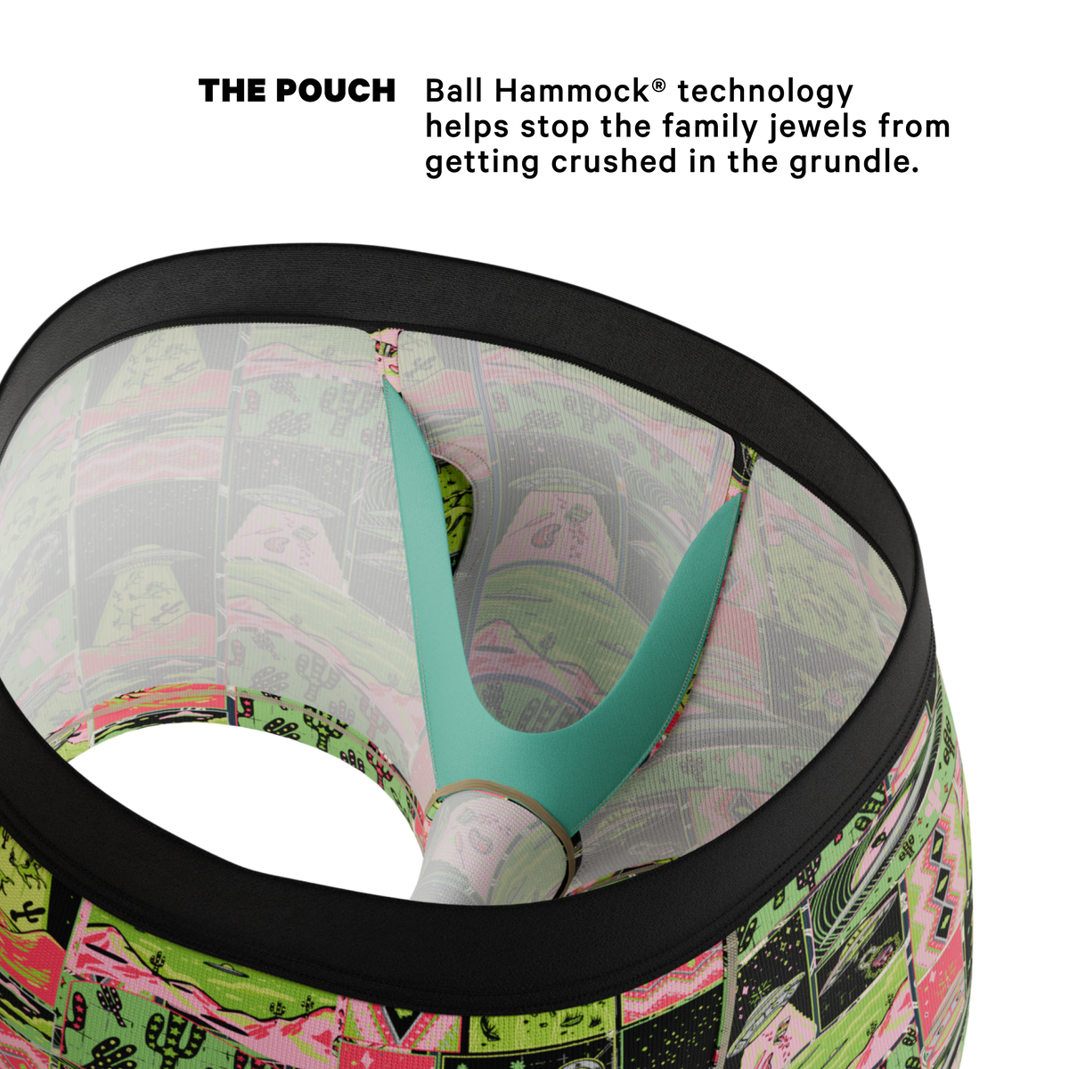 The Area 51 | Retro-Futuristic Alien Ball Hammock® Pouch Trunks Underwear - Shinesty