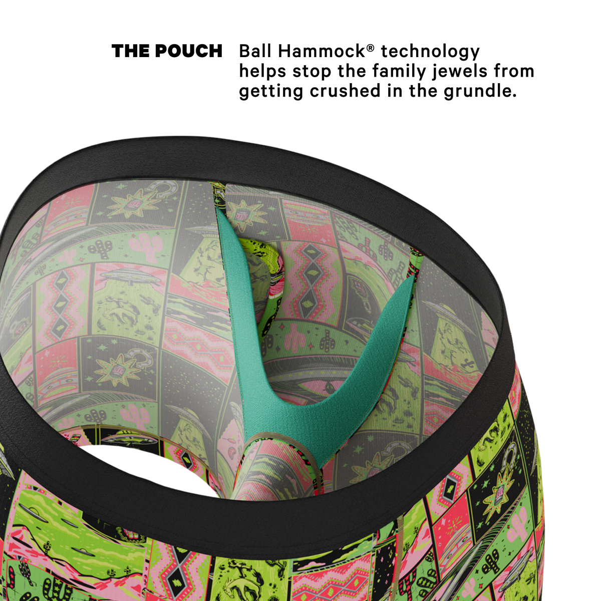The Area 51 | Retro-Futuristic Alien Ball Hammock® Pouch Underwear With Fly - Shinesty