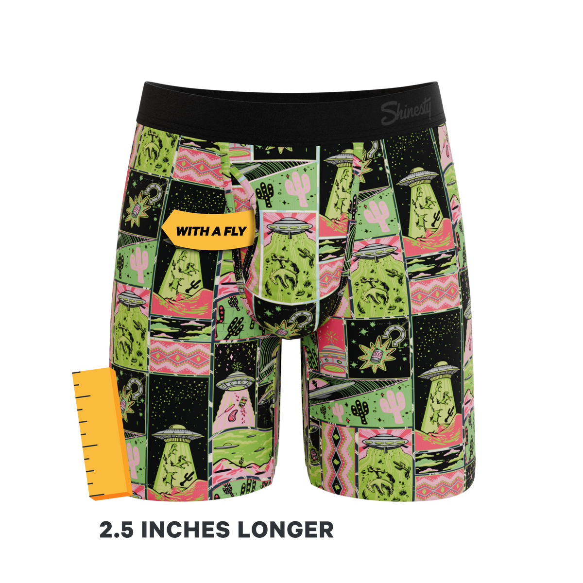 The Area 51 | Retro-Futuristic Alien Ball Hammock® Boxer - Long Leg - Shinesty