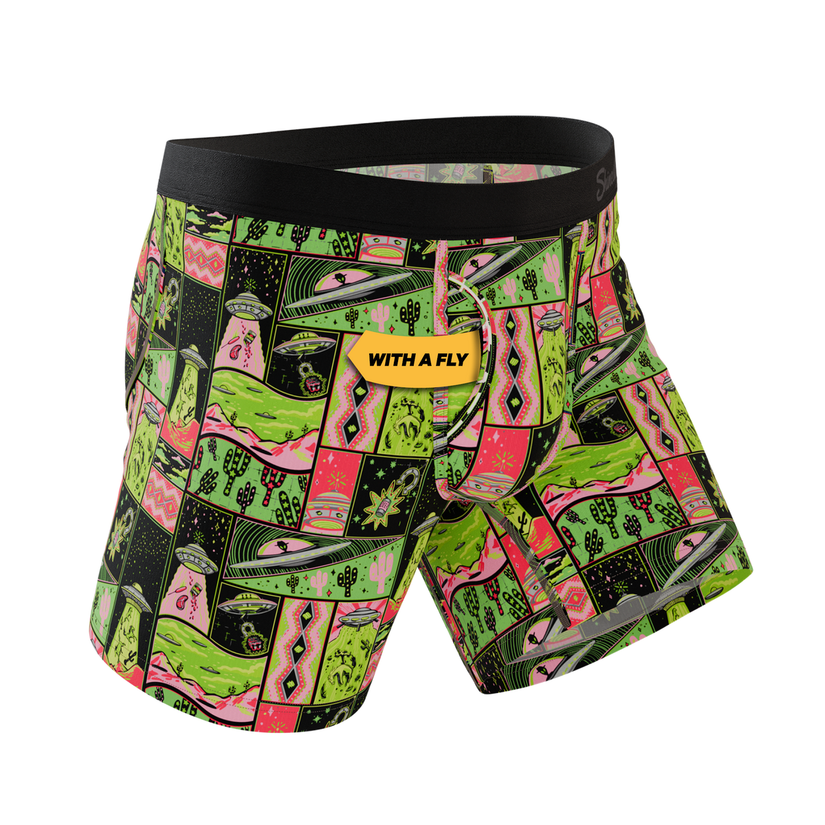 The Area 51 | Retro-Futuristic Alien Ball Hammock® Pouch Underwear With Fly - Shinesty