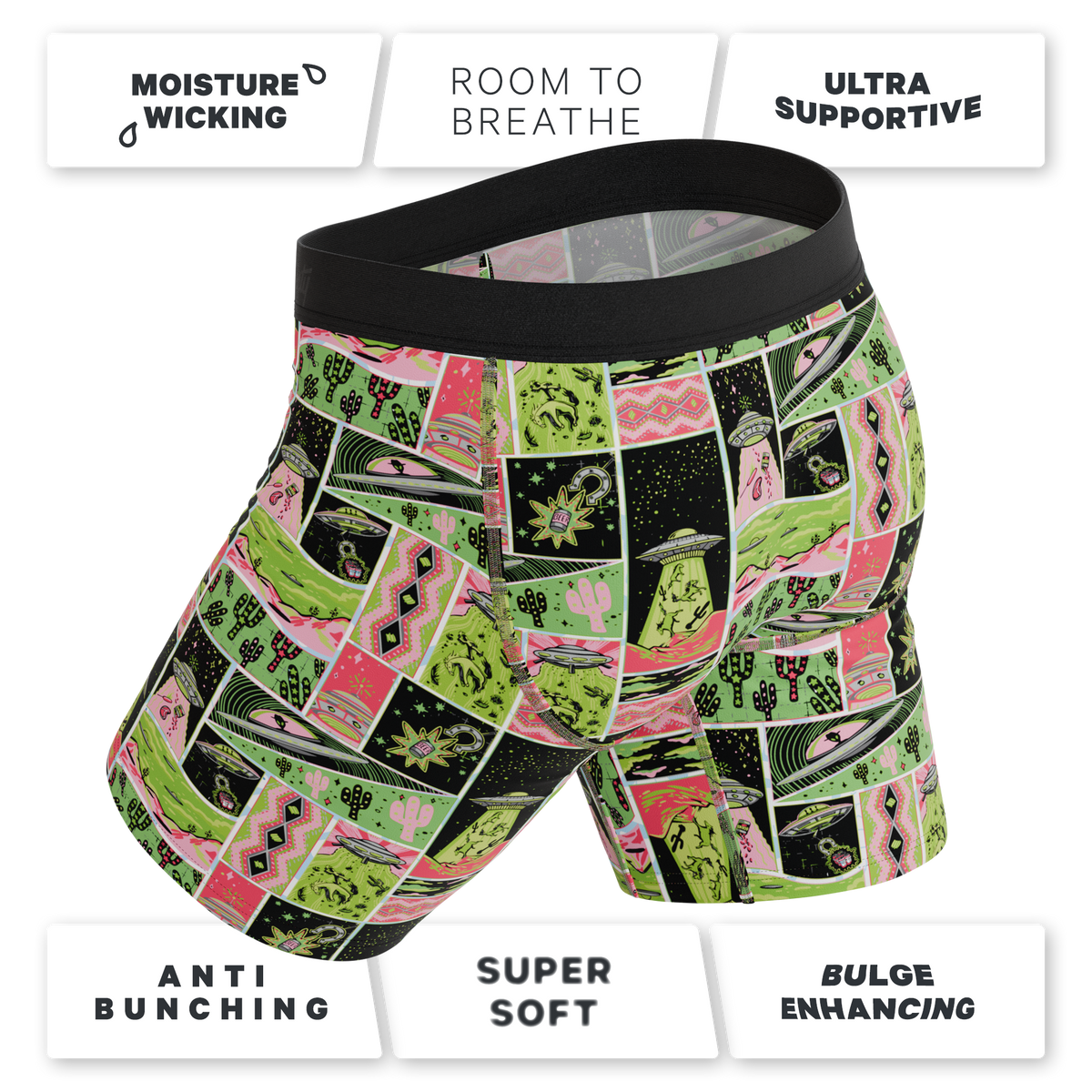 The Area 51 | Retro-Futuristic Alien Ball Hammock® Boxer - Long Leg - Shinesty