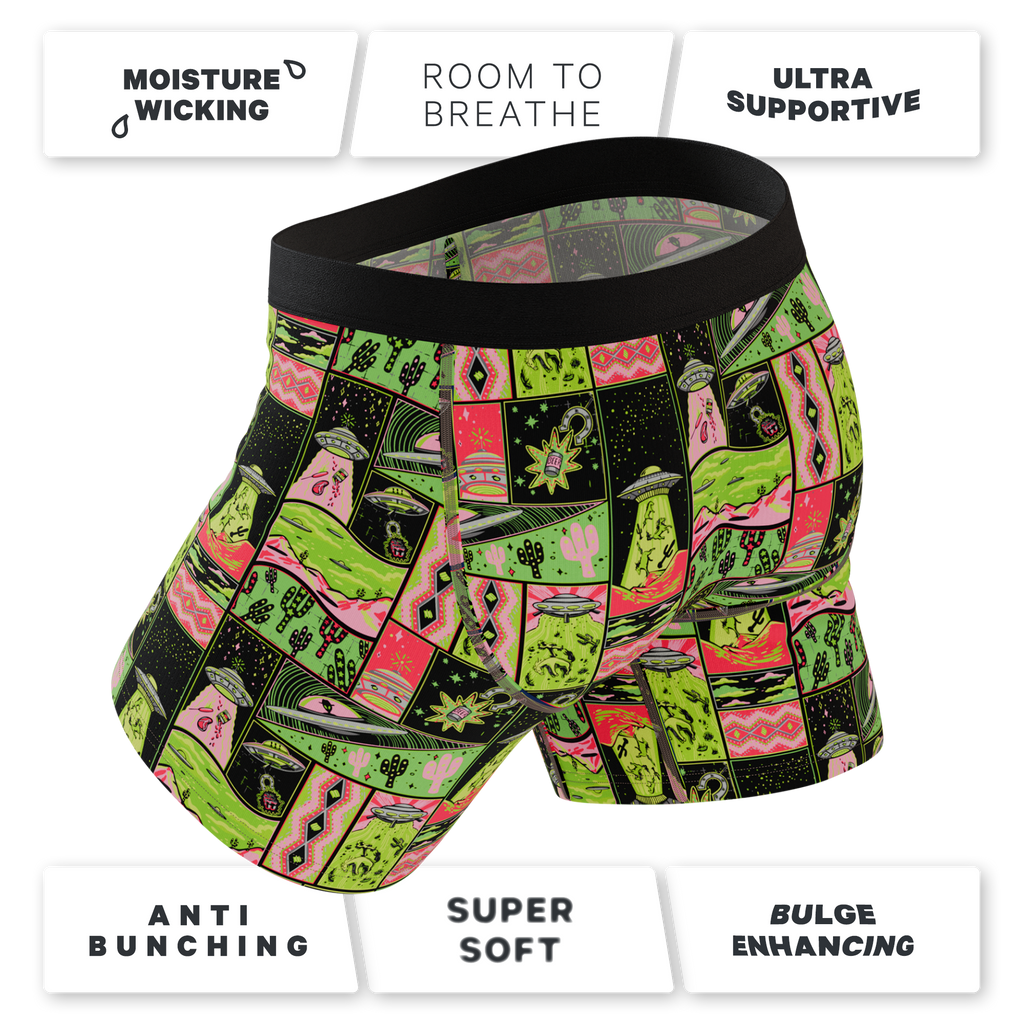 The Area 51 | Retro-Futuristic Alien Ball Hammock® Pouch Underwear With Fly - Shinesty