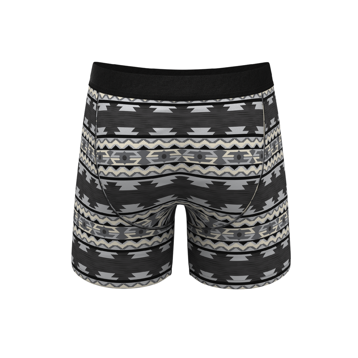 The Arroyo Grande | Grey and Black Aztec Ball Hammock® Pouch Underwear With Fly - Shinesty