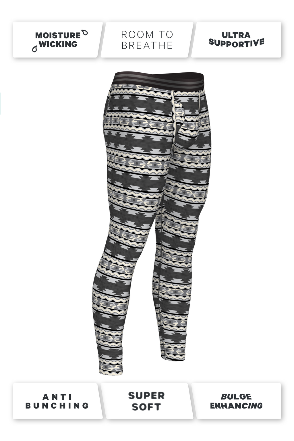The Arroyo Grande | Grey and Black Aztec Ball Hammock® Long Johns - Shinesty