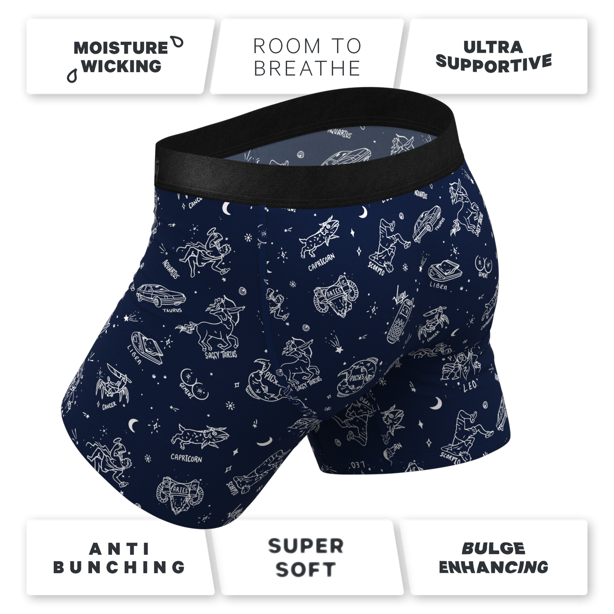The Astrology Major | Glow in the Dark Astrological Signs Ball Hammock® Pouch Underwear - Shinesty