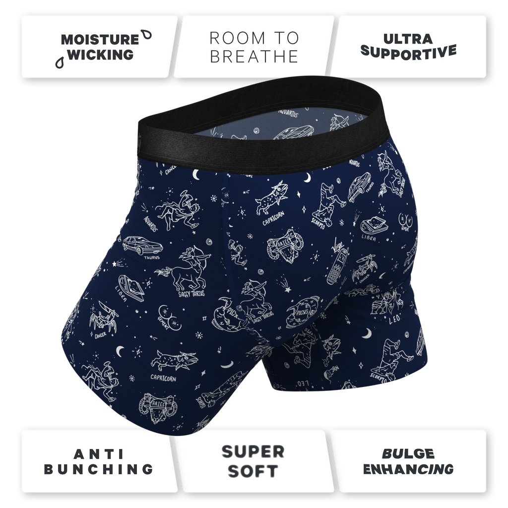 The Astrology Major | Glow in the Dark Astrological Signs Ball Hammock® Pouch Underwear With Fly - Shinesty