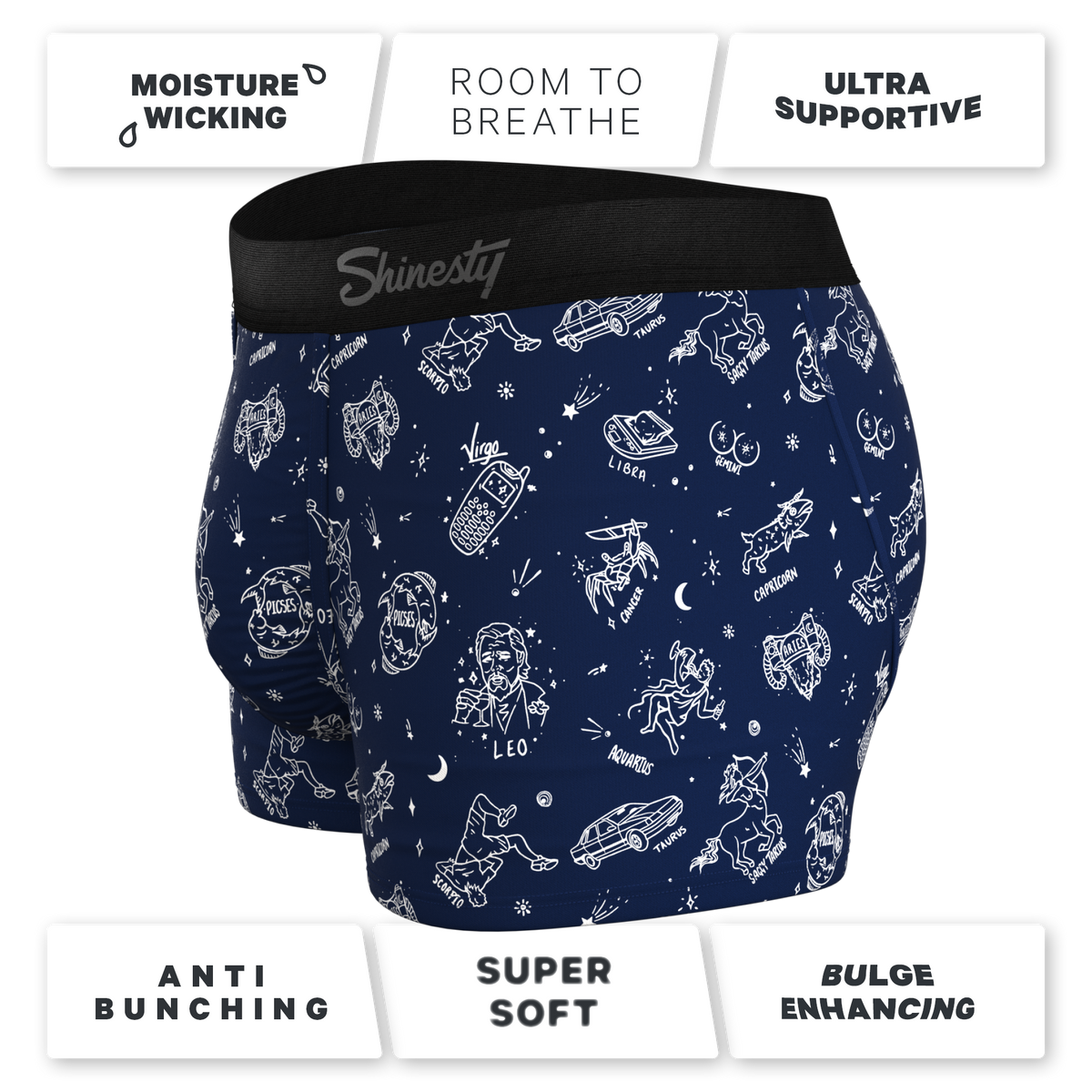 The Astrology Major | Glow in the Dark Astrological Signs Ball Hammock® Pouch Trunks Underwear - Shinesty