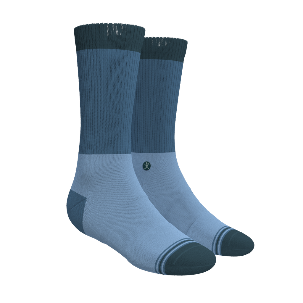 The Atlantic | Blue Color Block Heel Hammock™ Crew Socks - Shinesty
