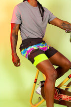 The Leg Day | Black Retro and Neon Ball Hammock® 5 Inch Athletic Shorts - Shinesty