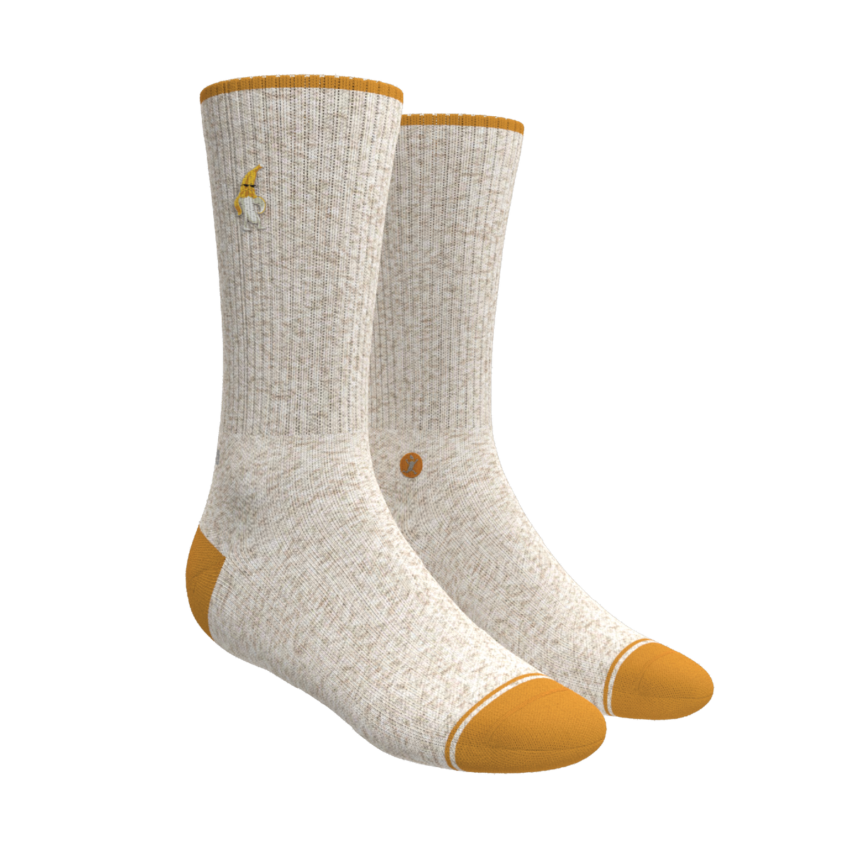 The Banana Jam | Tan and Mustard Heel Hammock™ Crew Socks - Shinesty