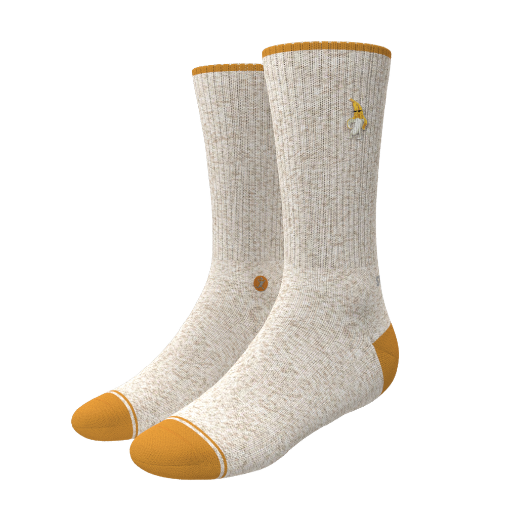 The Banana Jam | Tan and Mustard Heel Hammock™ Crew Socks - Shinesty
