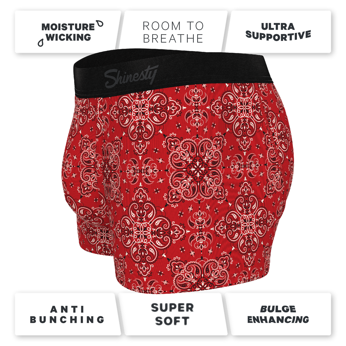 The Bandana Split | Red Bandana Ball Hammock® Pouch Trunks Underwear - Shinesty