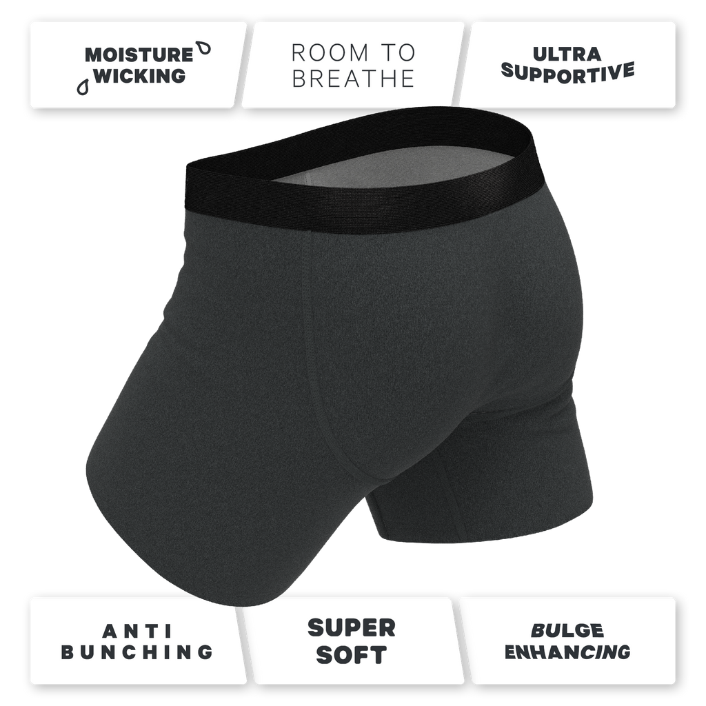The Basalt | Heather Charcoal Ball Hammock® Pouch Underwear With Fly - Shinesty