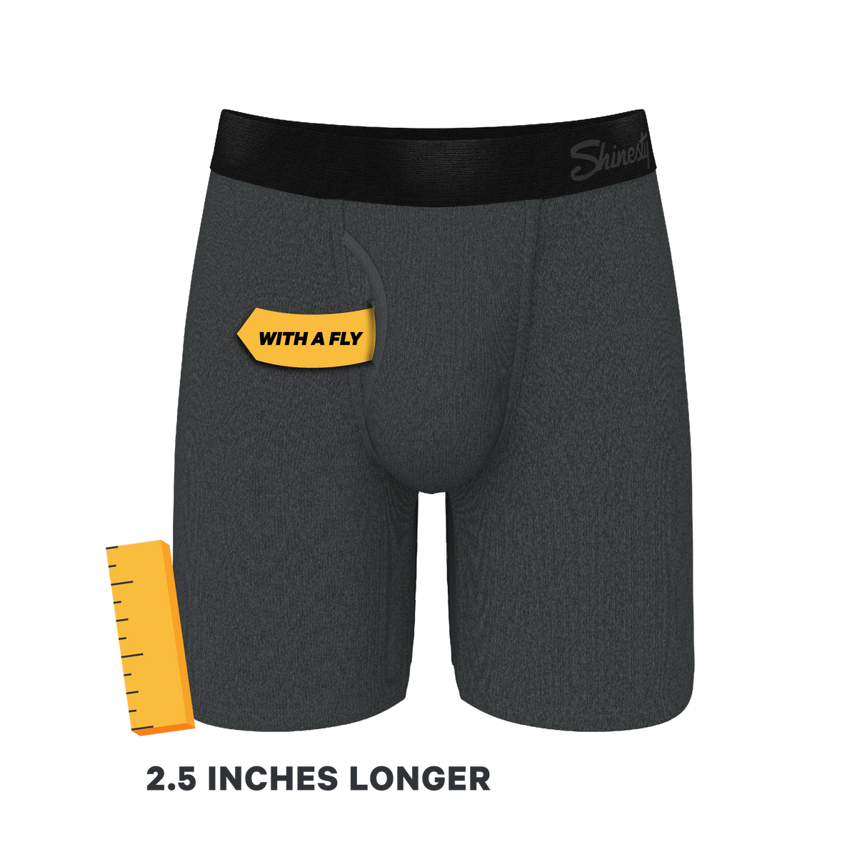 The Basalt | Heather Charcoal Ball Hammock® Boxer - Long Leg - Shinesty