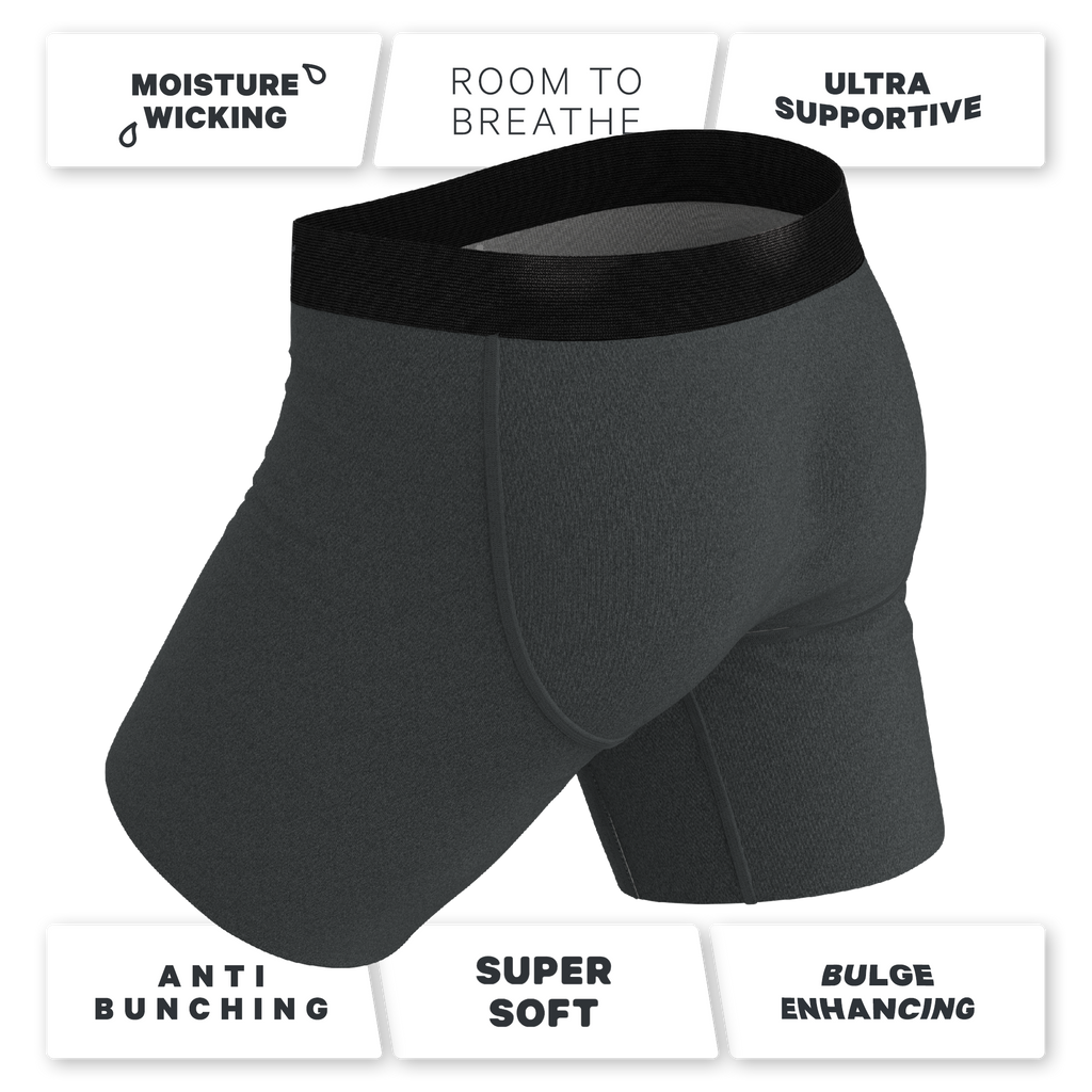 The Basalt | Heather Charcoal Ball Hammock® Boxer - Long Leg - Shinesty