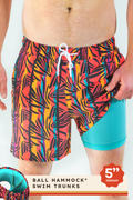 The Bay Breeze | Tropical Neon Ball Hammock® Pouch 5" Swim Trunks - Shinesty