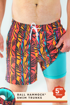 The Bay Breeze | Tropical Neon Ball Hammock® Pouch 5" Swim Trunks - Shinesty