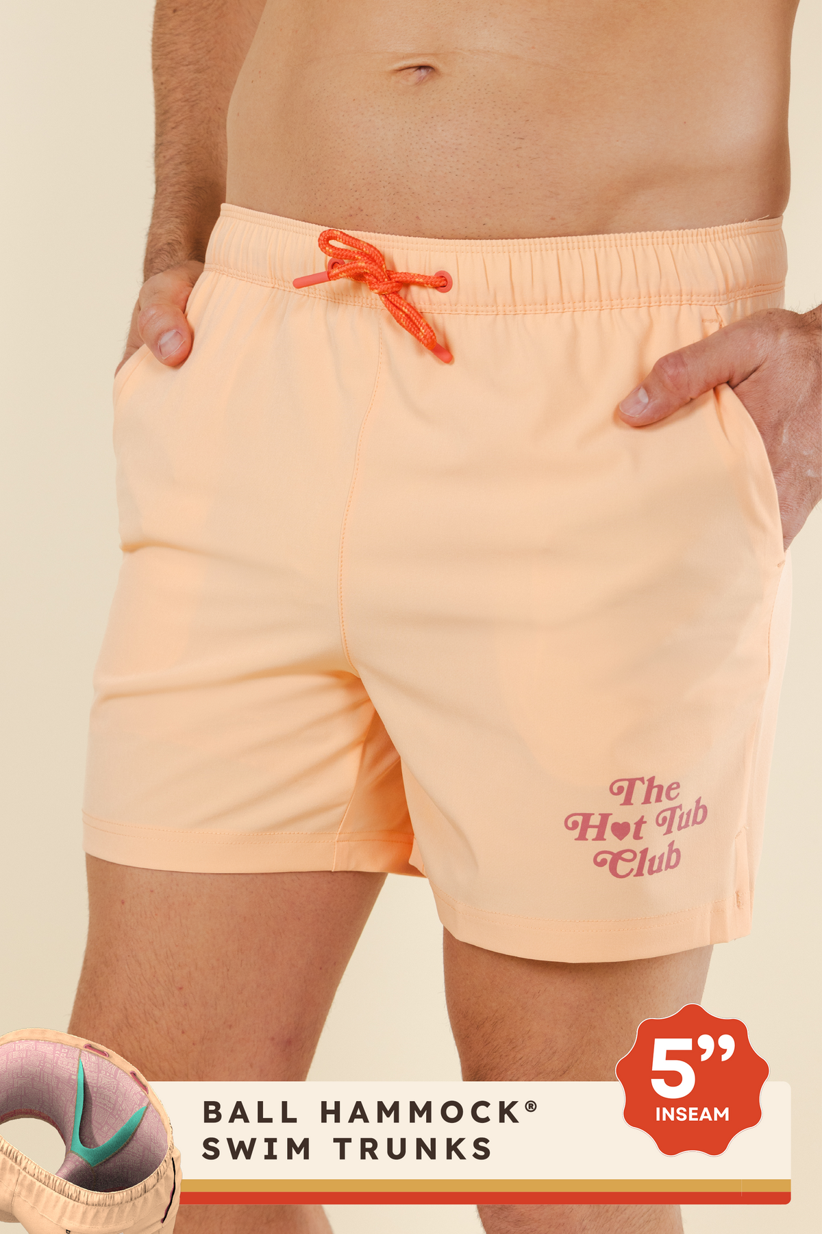 The Beach House | Orange Island Block Ball Hammock® Pouch 5" Swim Trunks - Shinesty