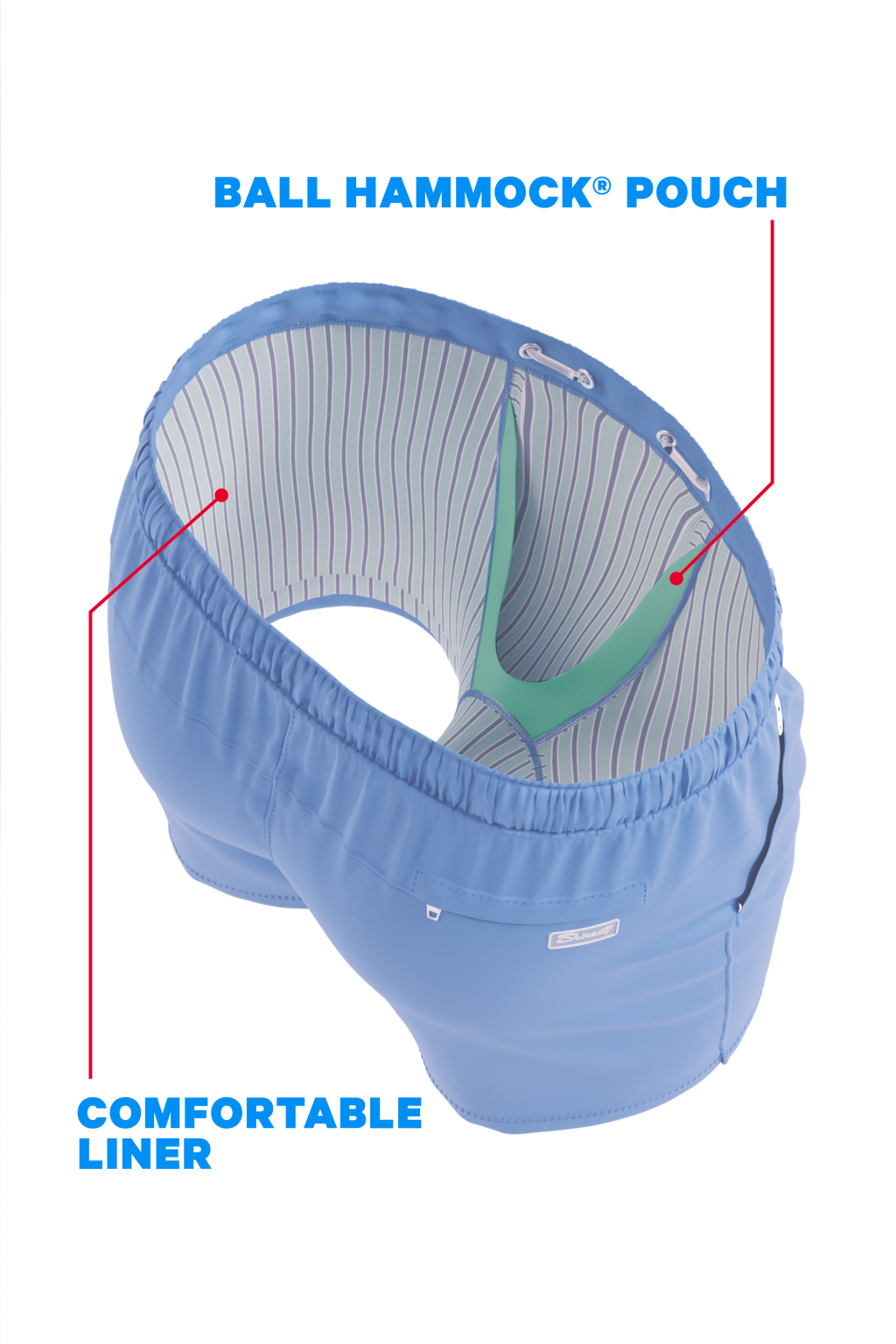 The Belly Flop | Blue and Green Ball Hammock® Pouch 8" Swim Trunks - Shinesty