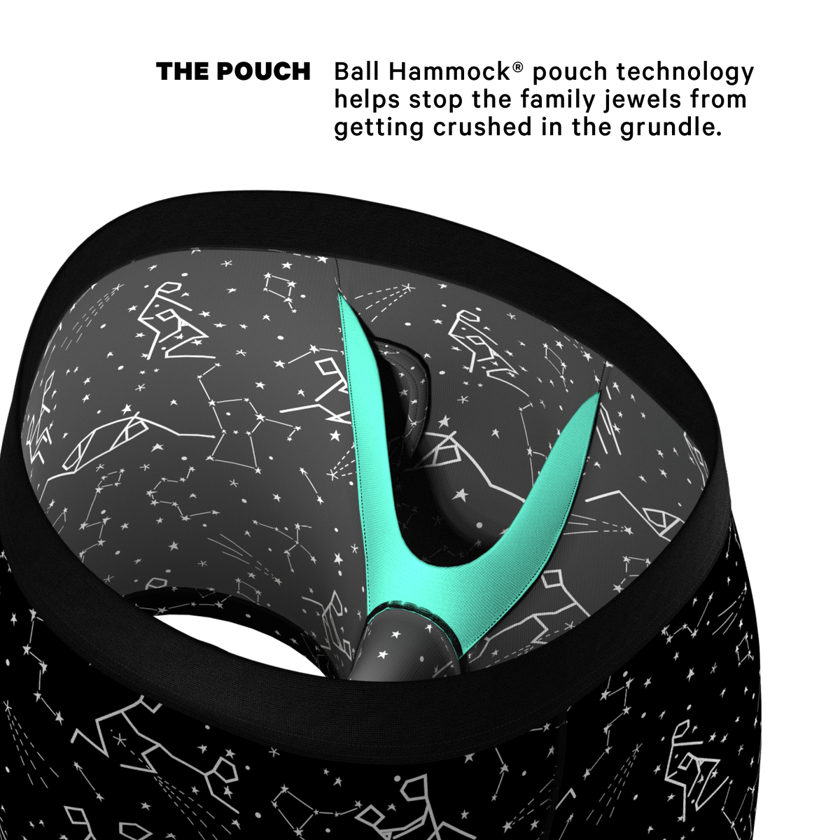 The Big Bang | Glow In The Dark Constellation Ball Hammock® Pouch Underwear With Fly - Shinesty