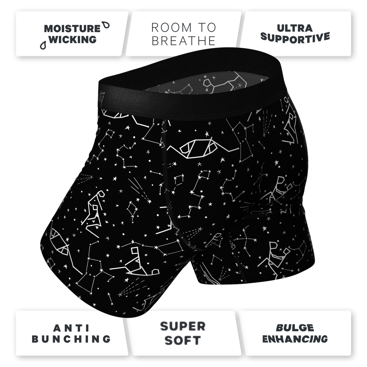 The Big Bang | Glow In The Dark Constellation Ball Hammock® Pouch Underwear With Fly - Shinesty