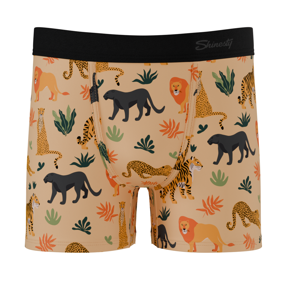 The Big Cat Conga | Safari Animals Youth Boxer Briefs - Shinesty