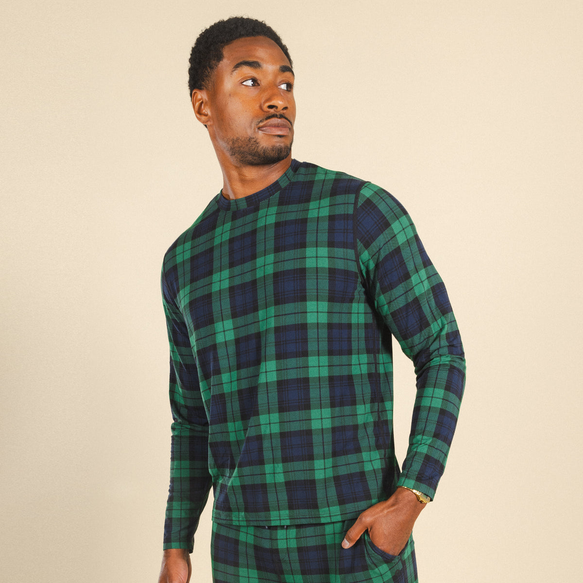 The Black Watch | Tartan Plaid SleepDeep™ Men’s Long Sleeve Pajama Shirt - Shinesty