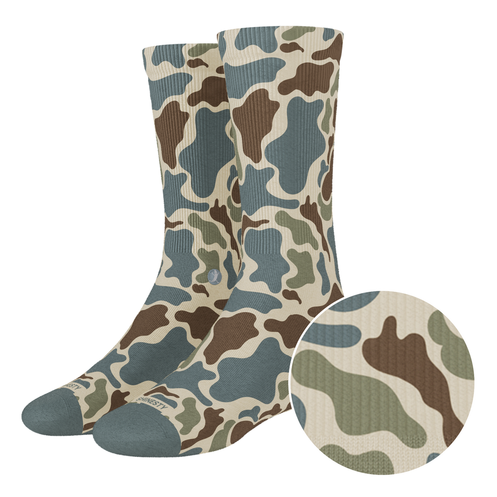 The Blender | Grey Duck Camo Heel Hammock™ Crew Socks - Shinesty