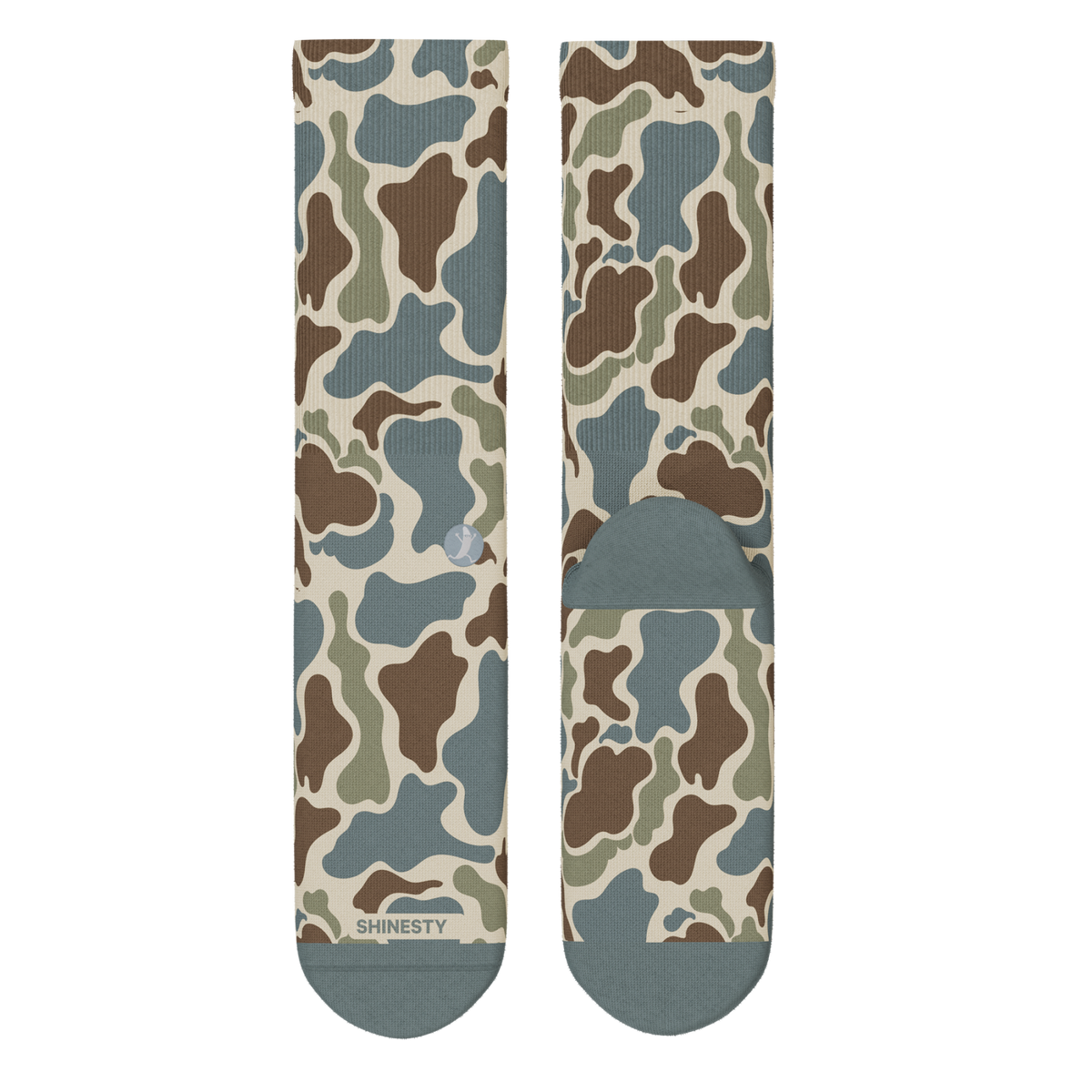 The Blender | Grey Duck Camo Heel Hammock™ Crew Socks - Shinesty