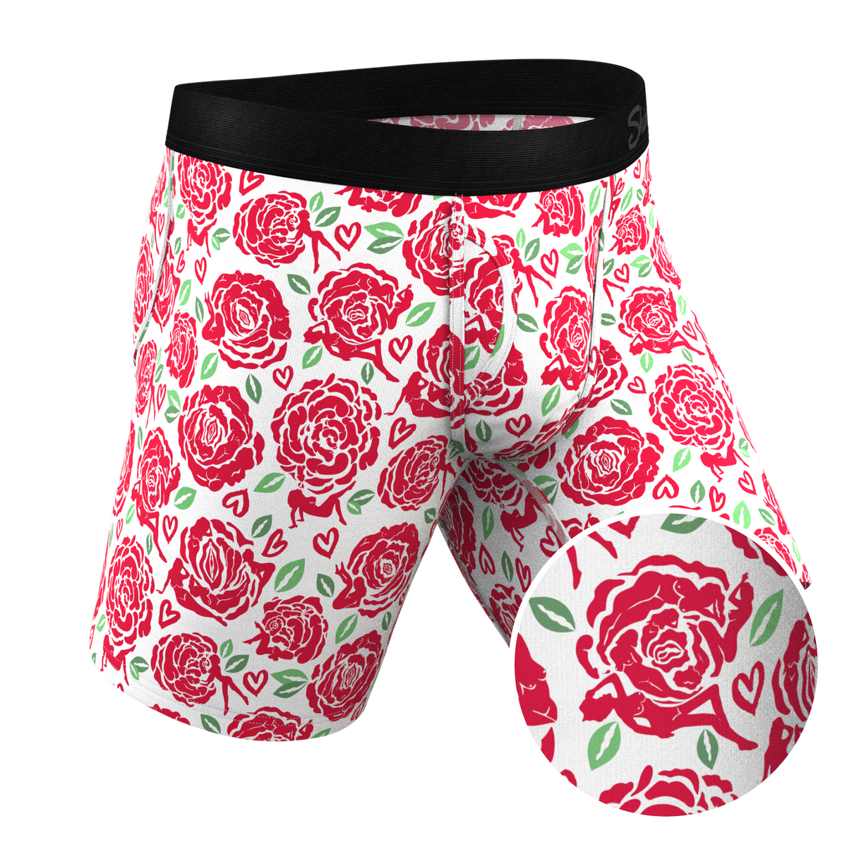 The Bloom With A View | Naughty Roses Ball Hammock® Boxer - Long Leg - Shinesty