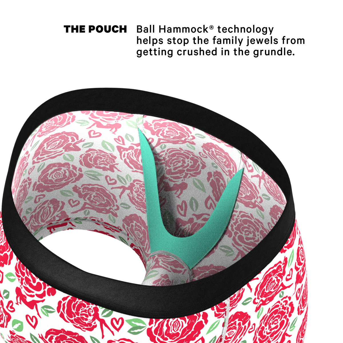 The Bloom With A View | Naughty Roses Ball Hammock® Pouch Trunks Underwear - Shinesty