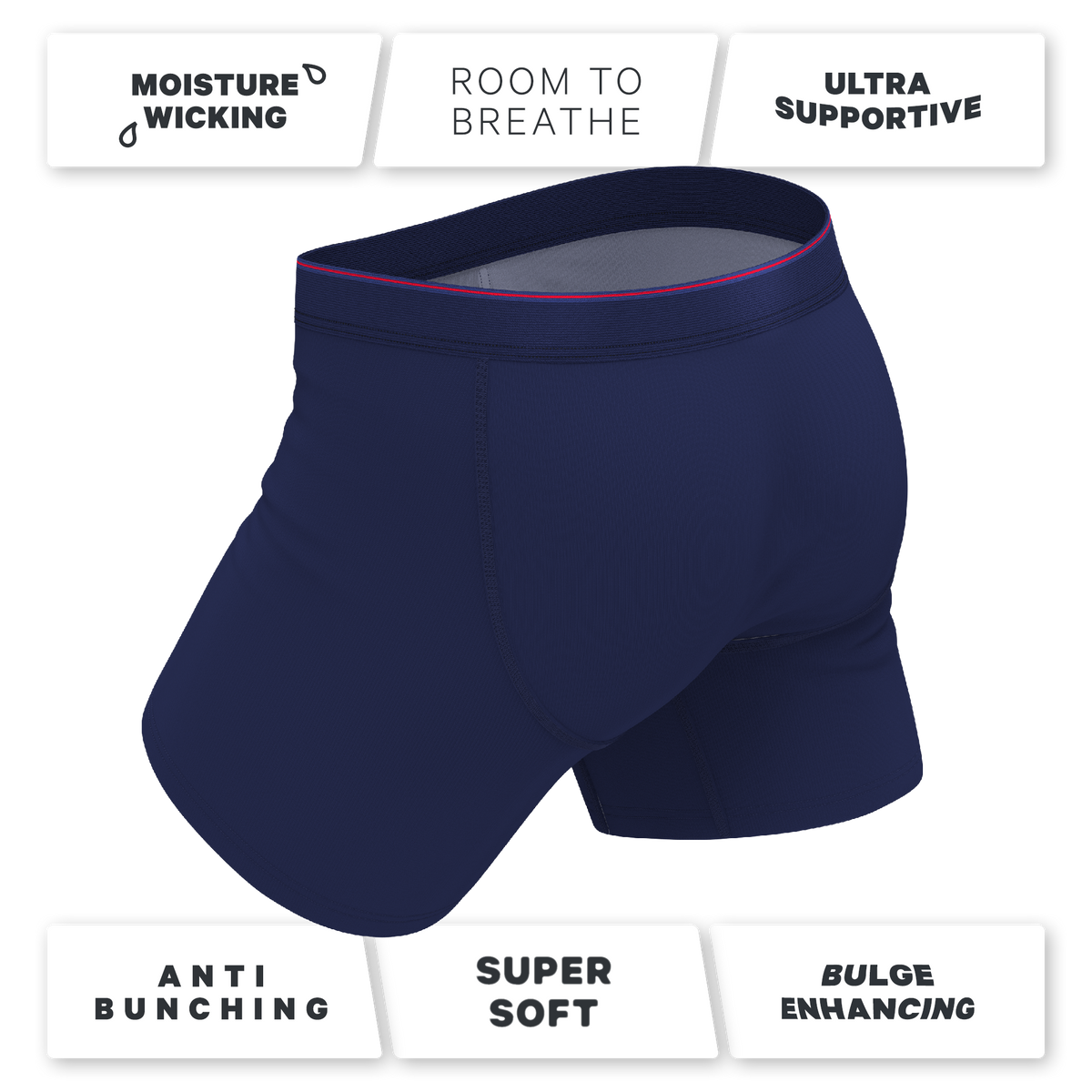 The Blueberry Pie | Red Tip Navy Ball Hammock® Pouch Underwear - Shinesty