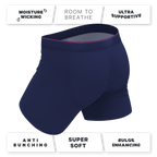 The Blueberry Pie | Red Tip Navy Ball Hammock® Pouch Underwear With Fly - Shinesty