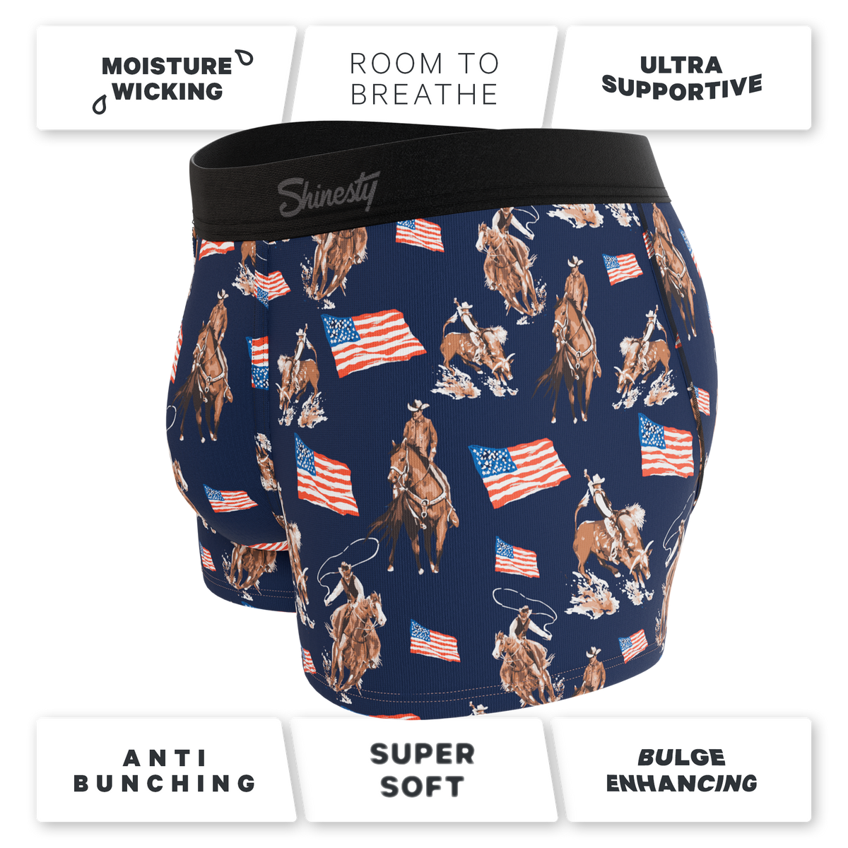 The Bootstraps & Chaps | Americana Cowboy Ball Hammock® Pouch Trunks Underwear - Shinesty